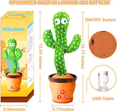 Storio Rechargeable Toys Talking Cactus Baby Toys for Kids Dancing Cactus Toys Can Sing Wriggle & Singing Recording Repeat What You Say Funny Education Toys for Children Playing Home Decor for Kids GenzVybs